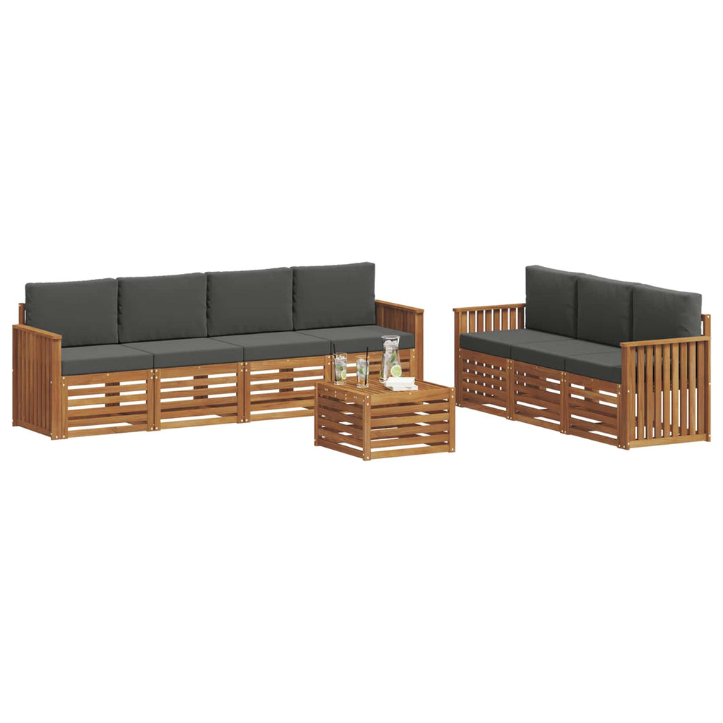 Sofagarnituren 8 pcs Natur und Anthrazit Massivholz Akazie