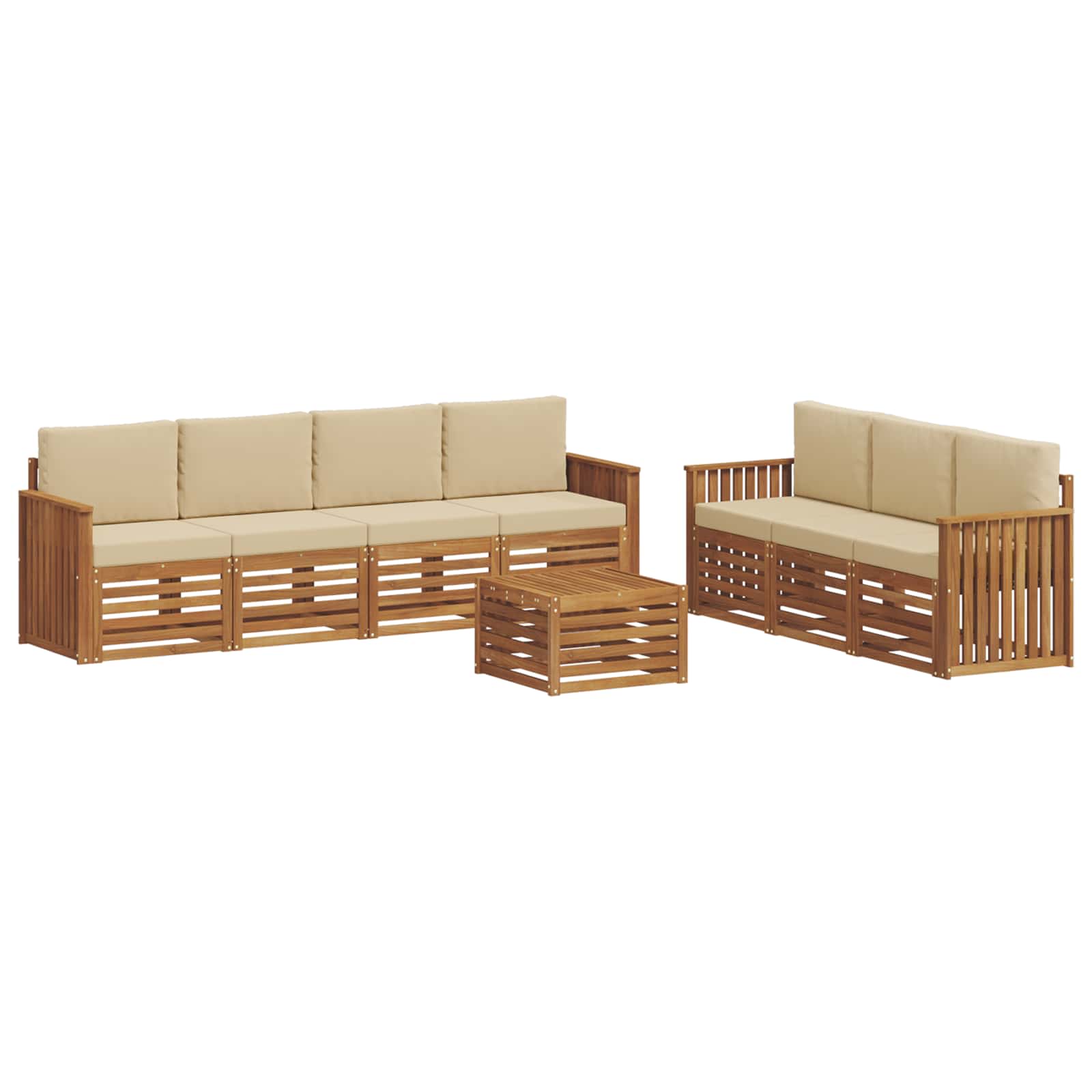 Sofagarnituren 8 pcs Natur und Beige Massivholz Akazie