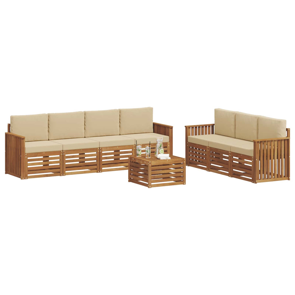 Sofagarnituren 8 pcs Natur und Beige Massivholz Akazie