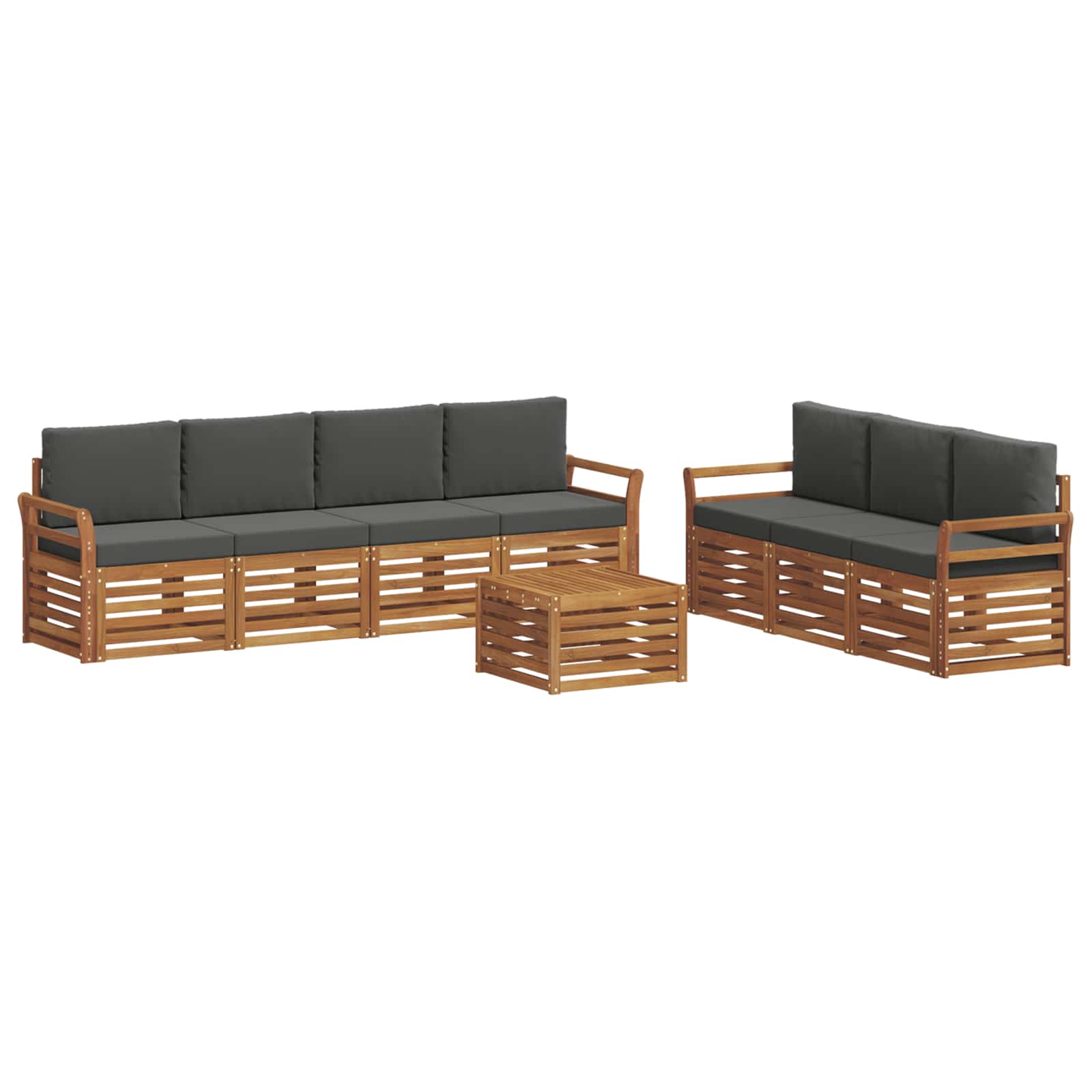 Sofagarnituren 8 pcs Natur und Anthrazit Massivholz Akazie