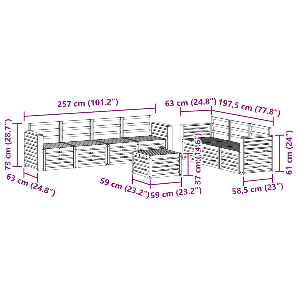 Sofagarnituren 8 pcs Natur Massivholz Akazie