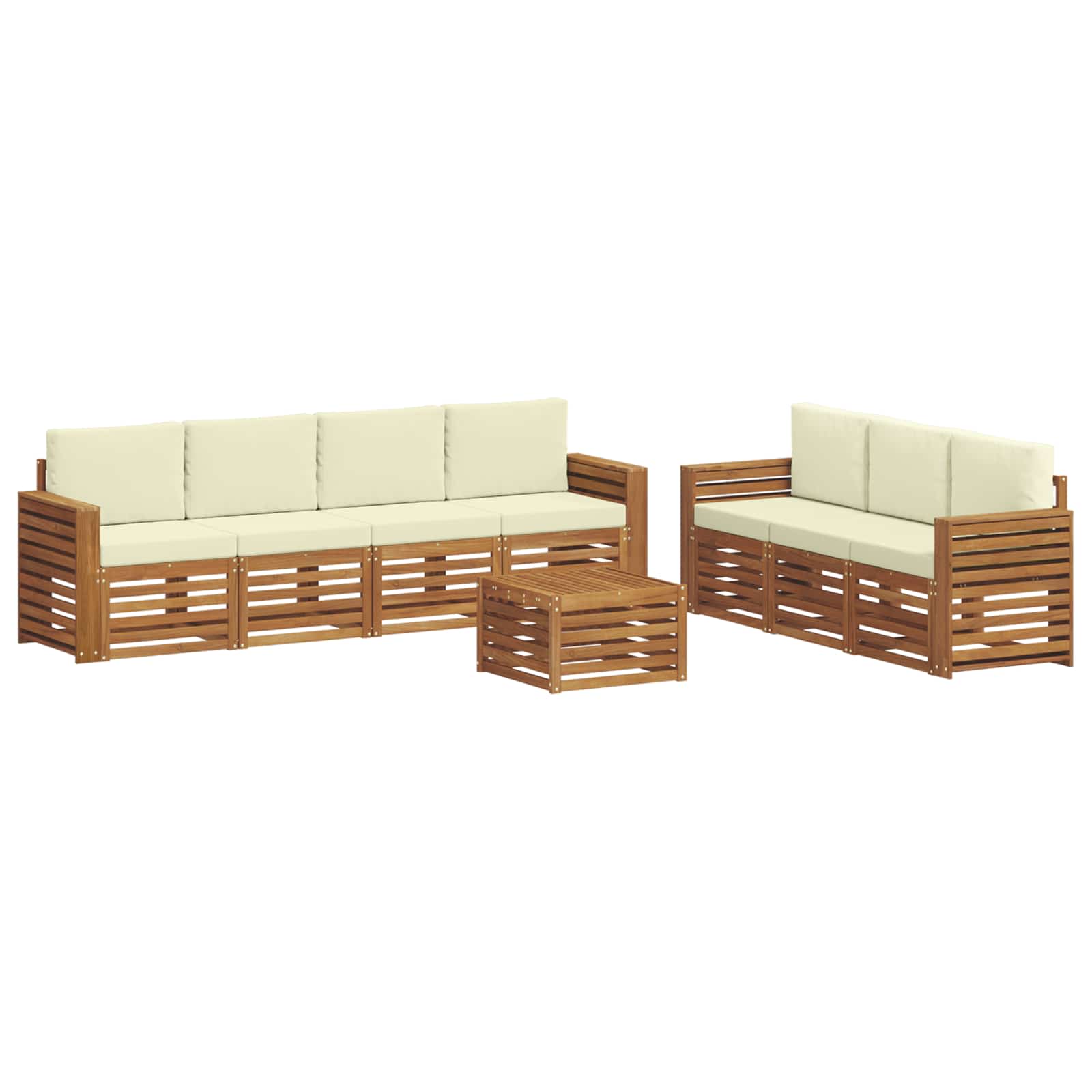 Sofagarnituren 8 pcs Natur und Creme Massivholz Akazie