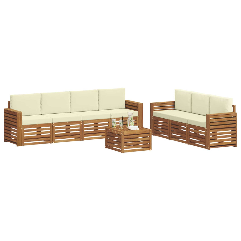 Sofagarnituren 8 pcs Natur und Creme Massivholz Akazie