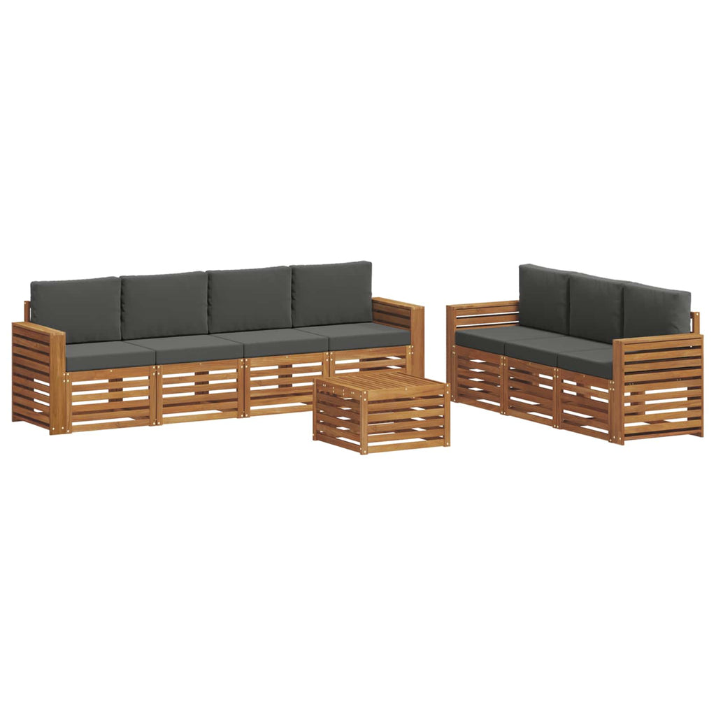 Sofagarnituren 8 pcs Natur und Anthrazit Massivholz Akazie