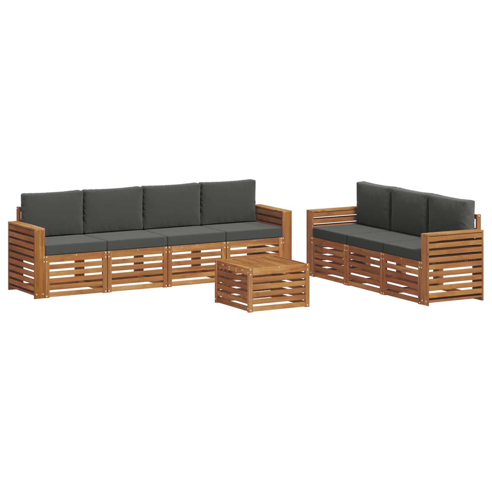 Sofagarnituren 8 pcs Natur und Anthrazit Massivholz Akazie