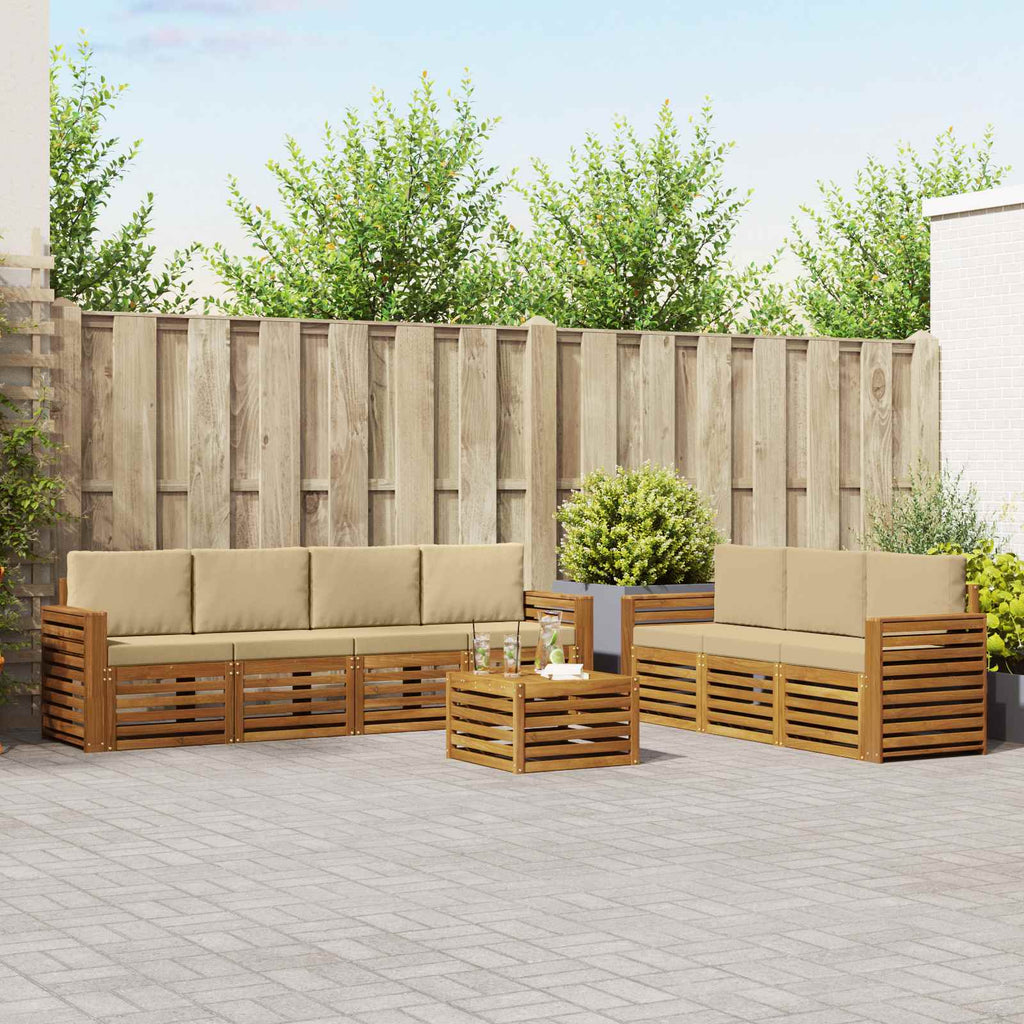 Sofagarnituren 8 pcs Natur und Beige Massivholz Akazie