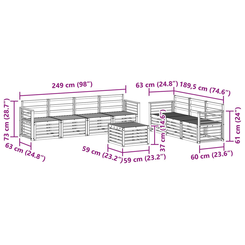 Sofagarnituren 8 pcs Natur Massivholz Akazie