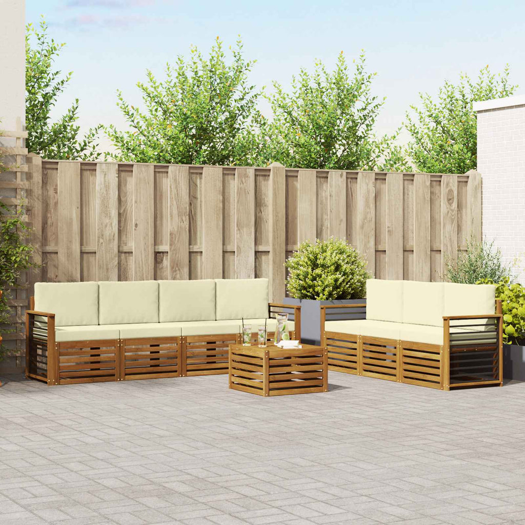 Sofagarnituren 8 pcs Natur und Creme Massivholz Akazie