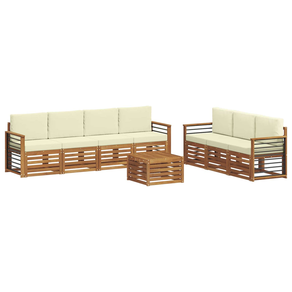 Sofagarnituren 8 pcs Natur und Creme Massivholz Akazie