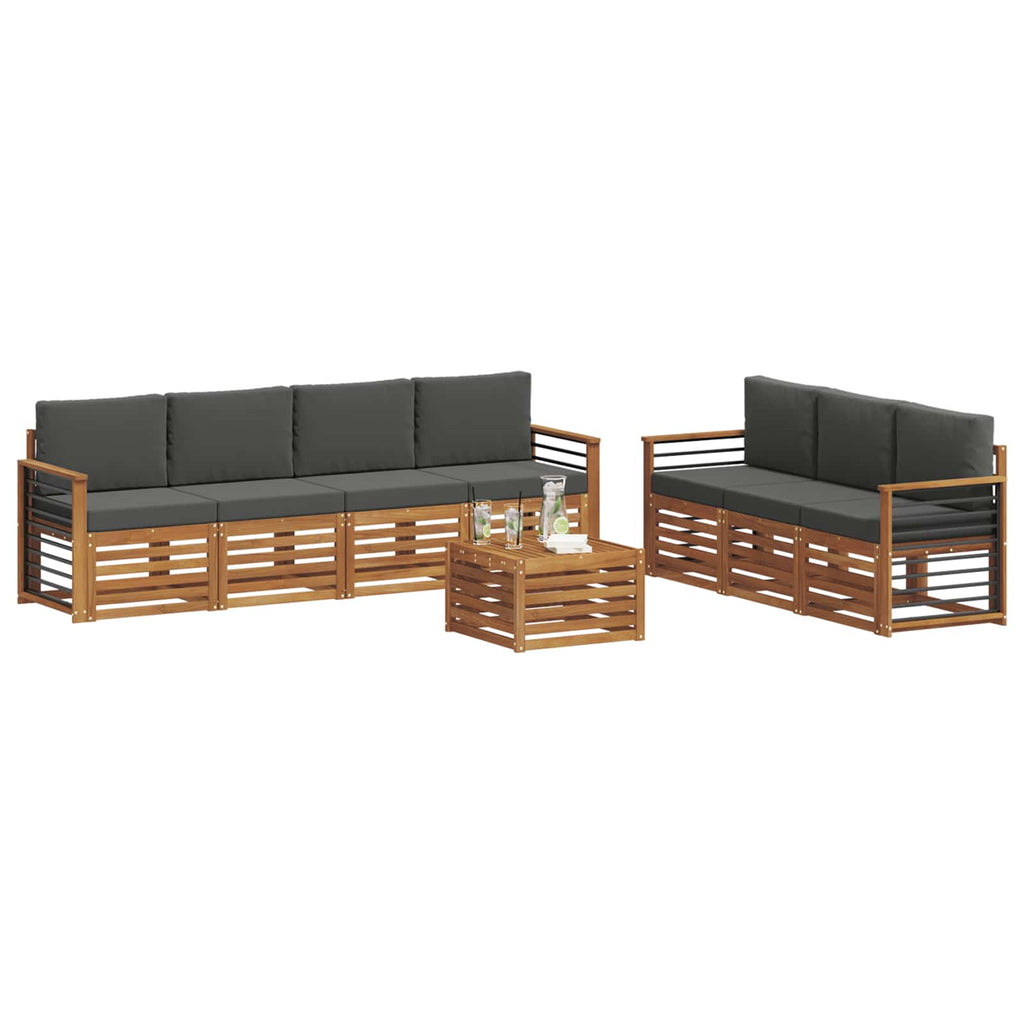 Sofagarnituren 8 pcs Natur und Anthrazit Massivholz Akazie