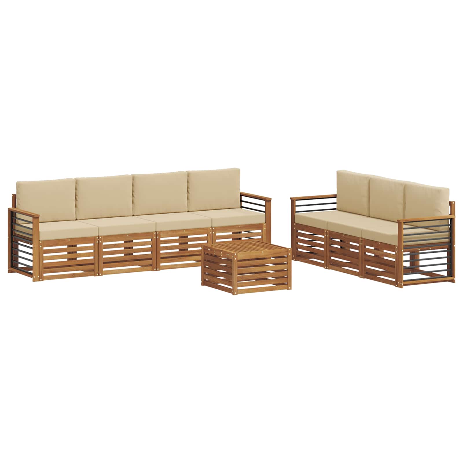 Sofagarnituren 8 pcs Natur und Beige Massivholz Akazie