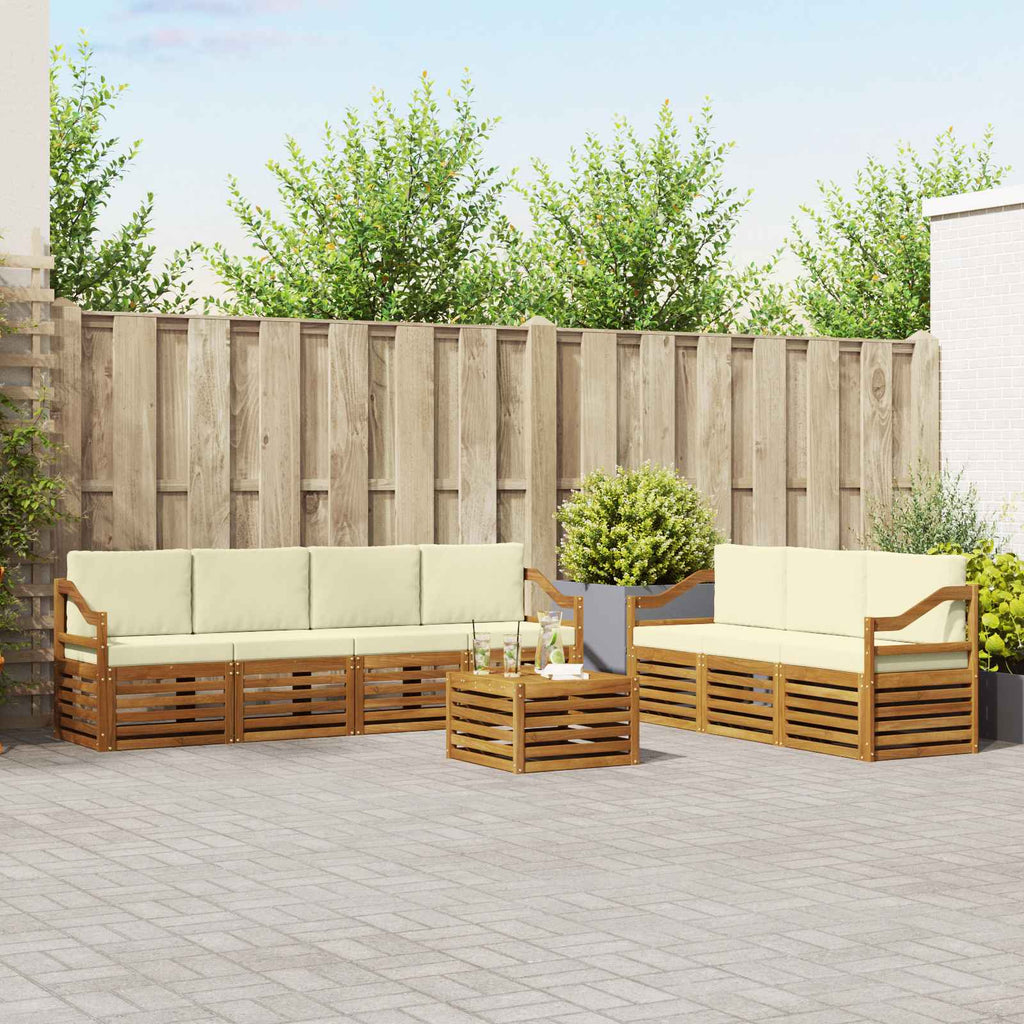 Sofagarnituren 8 pcs Natur und Creme Massivholz Akazie