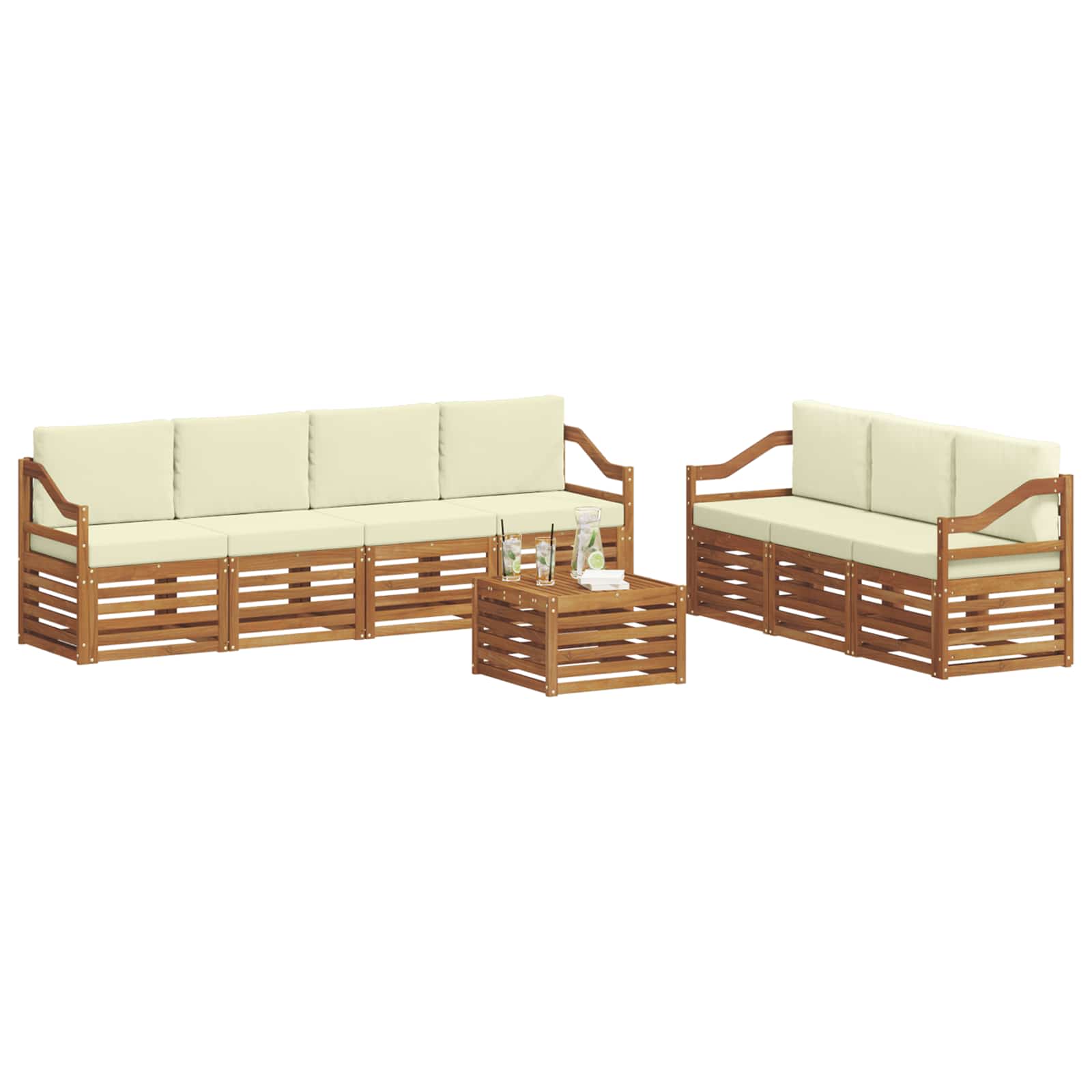 Sofagarnituren 8 pcs Natur und Creme Massivholz Akazie