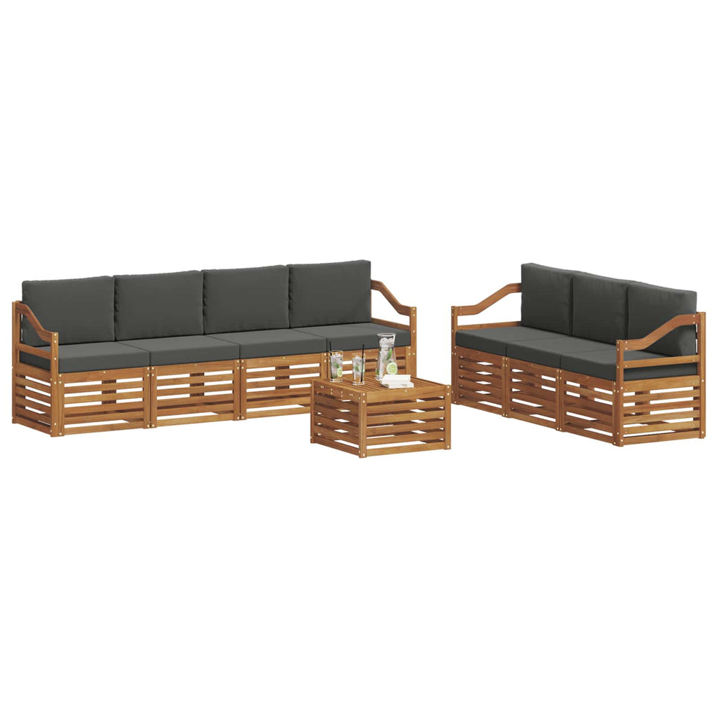 Sofagarnituren 8 pcs Natur und Anthrazit Massivholz Akazie