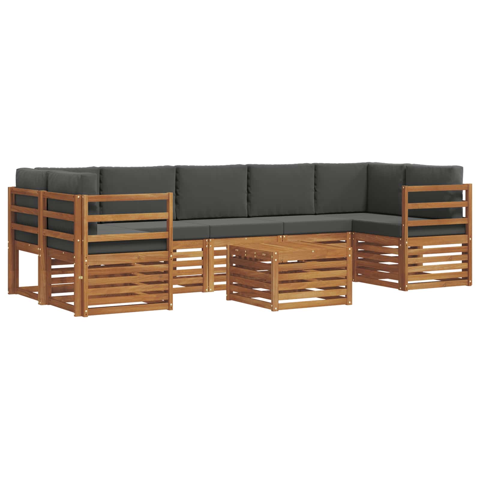 Outdoor-Sofagarnitur mit Kissen 8 pcs Natur und Anthrazit