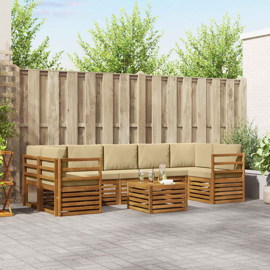 Outdoor-Sofagarnitur 8 pcs Natur und Beige Massivholz Akazie