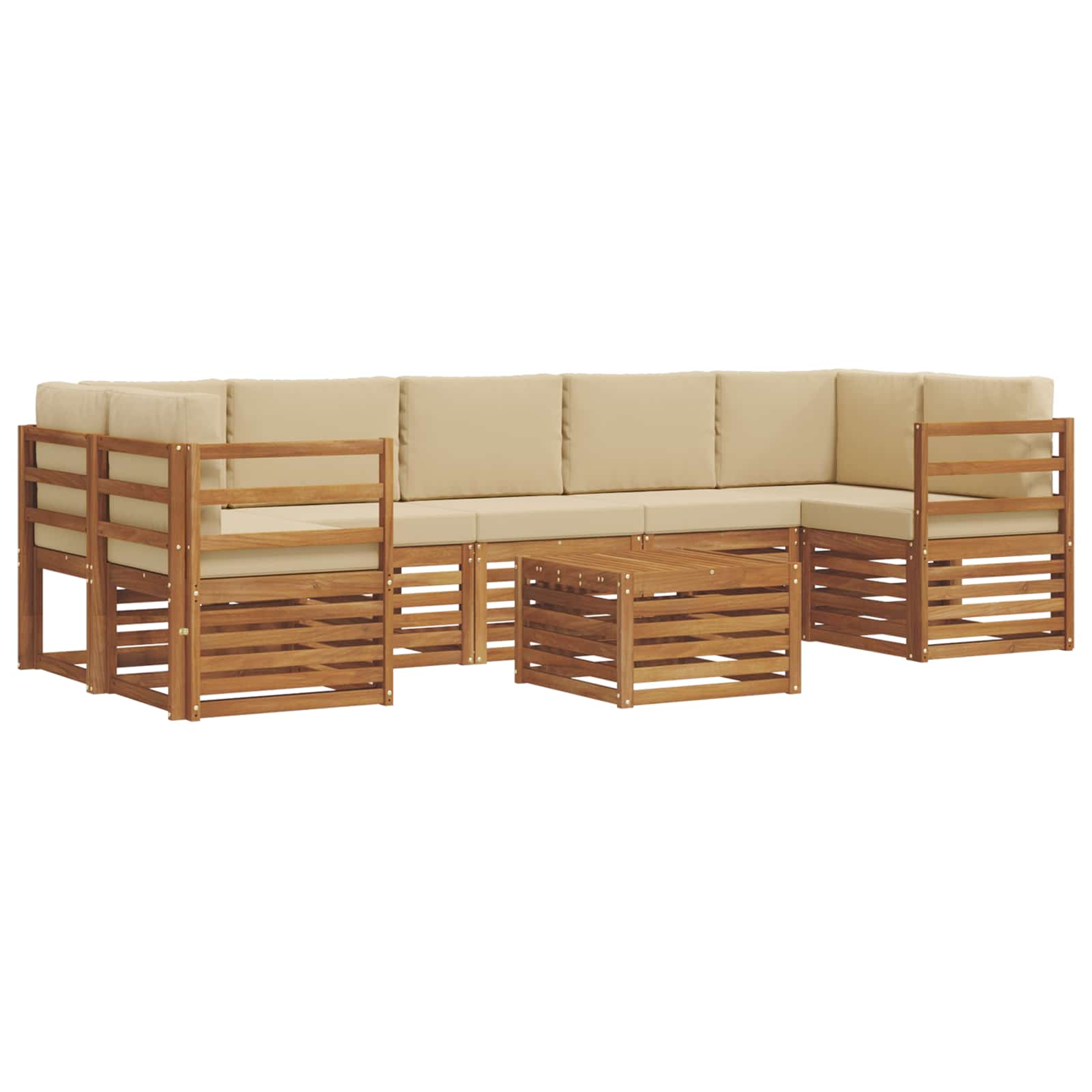 Outdoor-Sofagarnitur 8 pcs Natur und Beige Massivholz Akazie