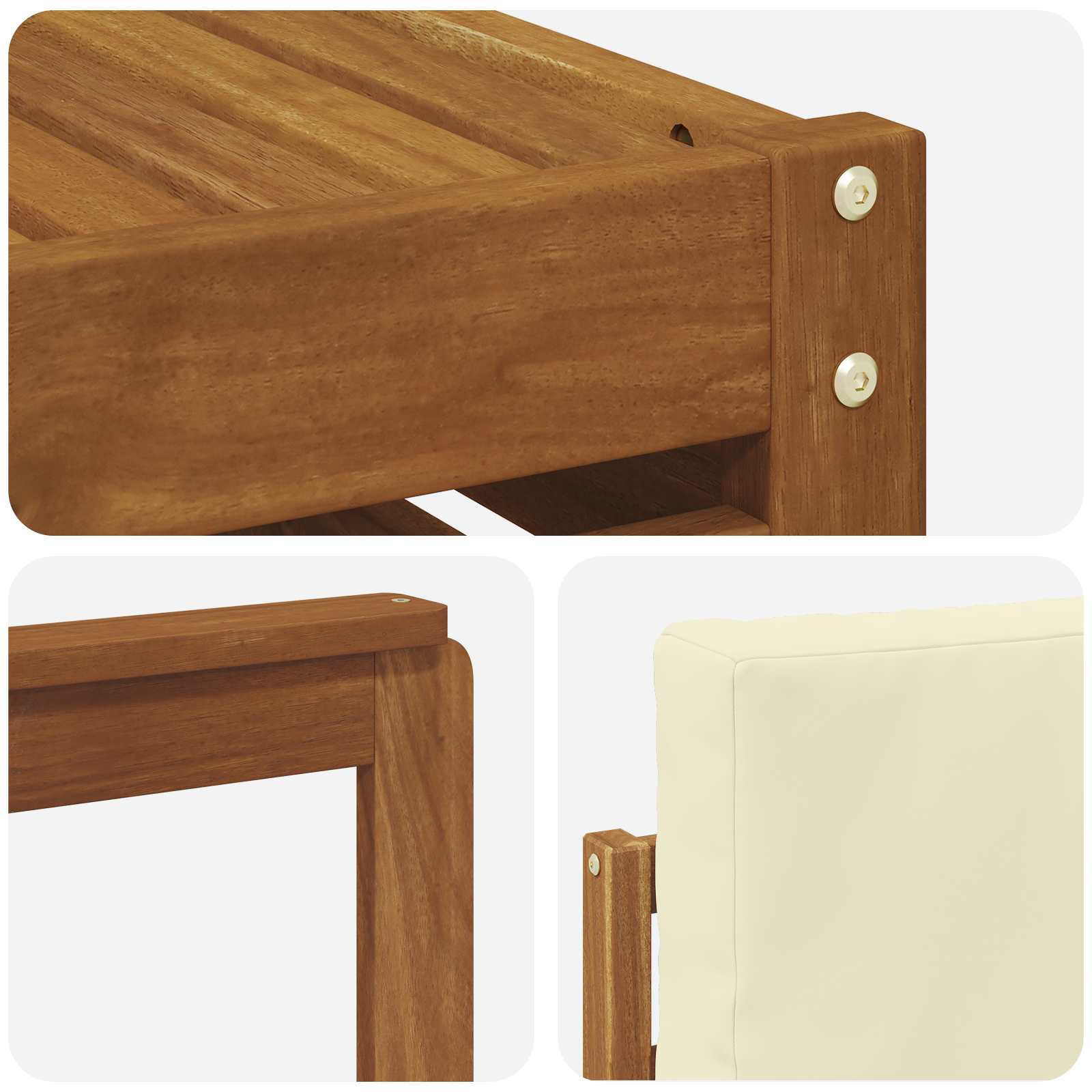 Outdoor-Sofagarnitur 8 pcs Natur und Creme Massivholz Akazie