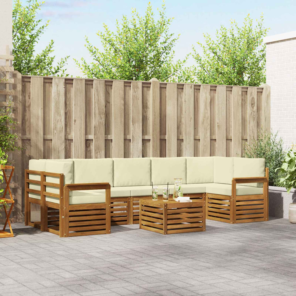 Outdoor-Sofagarnitur 8 pcs Natur und Creme Massivholz Akazie
