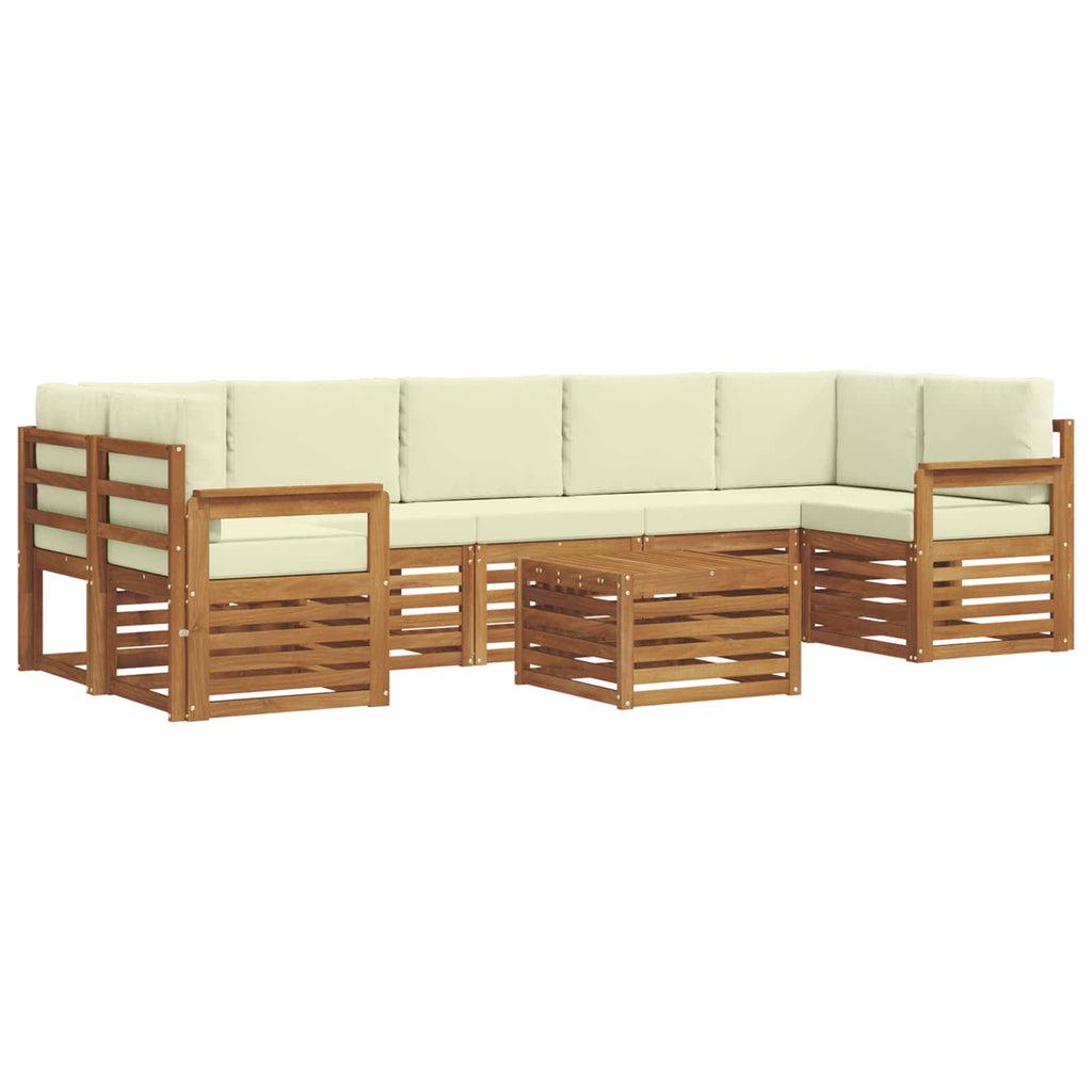 Outdoor-Sofagarnitur 8 pcs Natur und Creme Massivholz Akazie