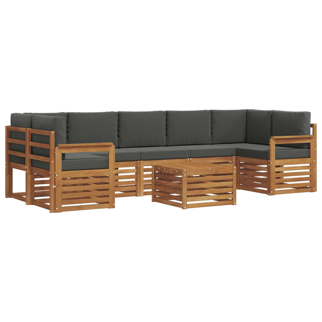 Outdoor-Sofagarnitur mit Kissen 8 pcs Natur und Anthrazit