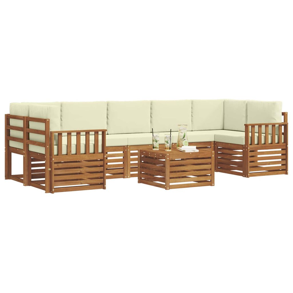 Outdoor-Sofagarnitur 8 pcs Natur und Creme Massivholz Akazie