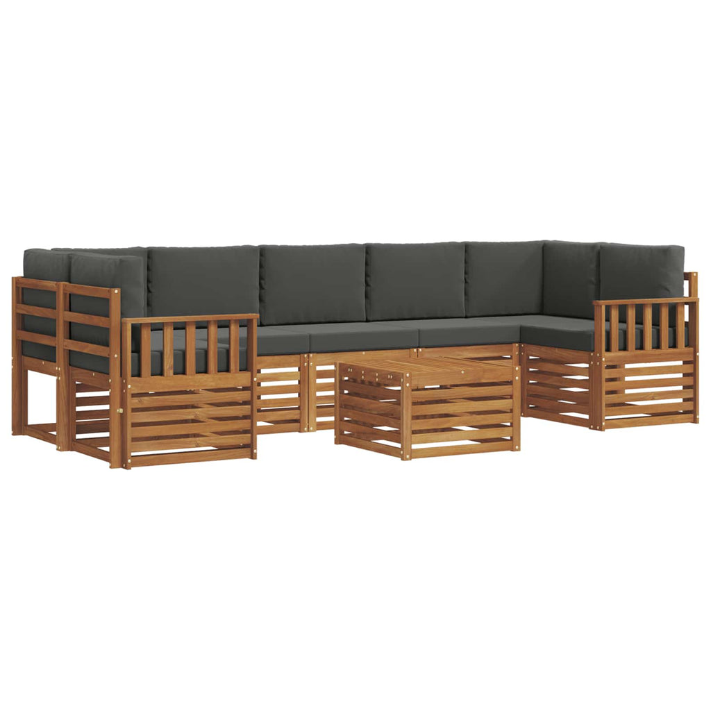 Outdoor-Sofagarnitur mit Kissen 8 pcs Natur und Anthrazit