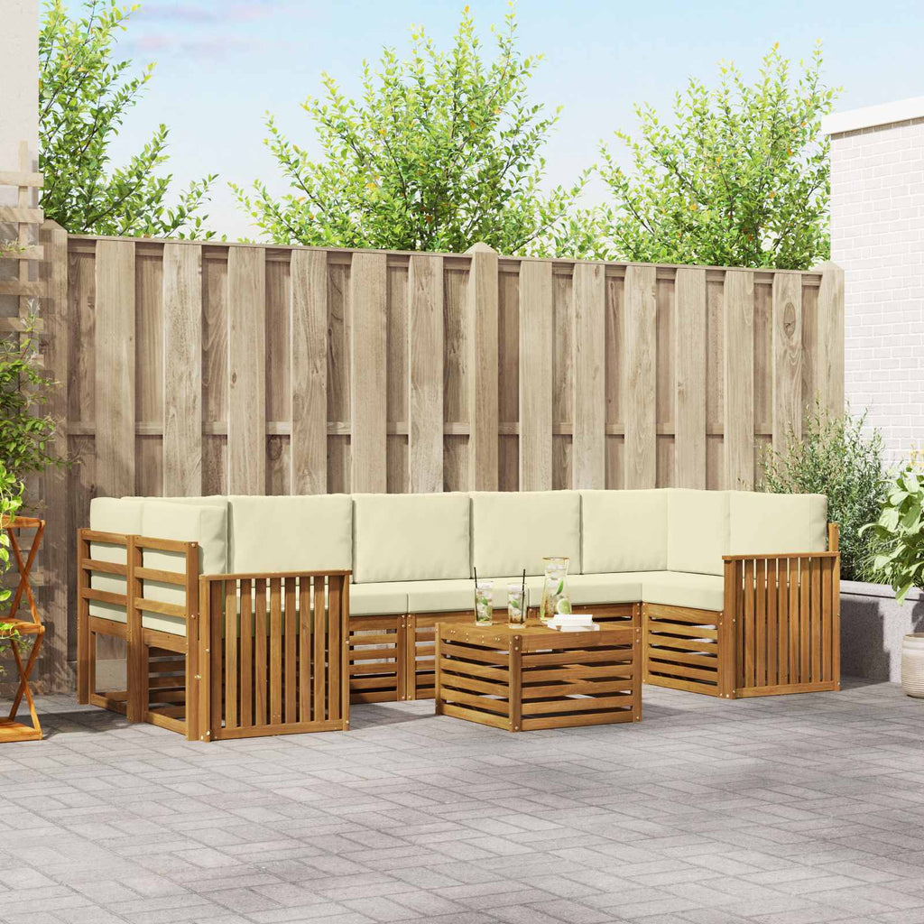 Outdoor-Sofagarnitur 8 pcs Natur und Creme Massivholz Akazie