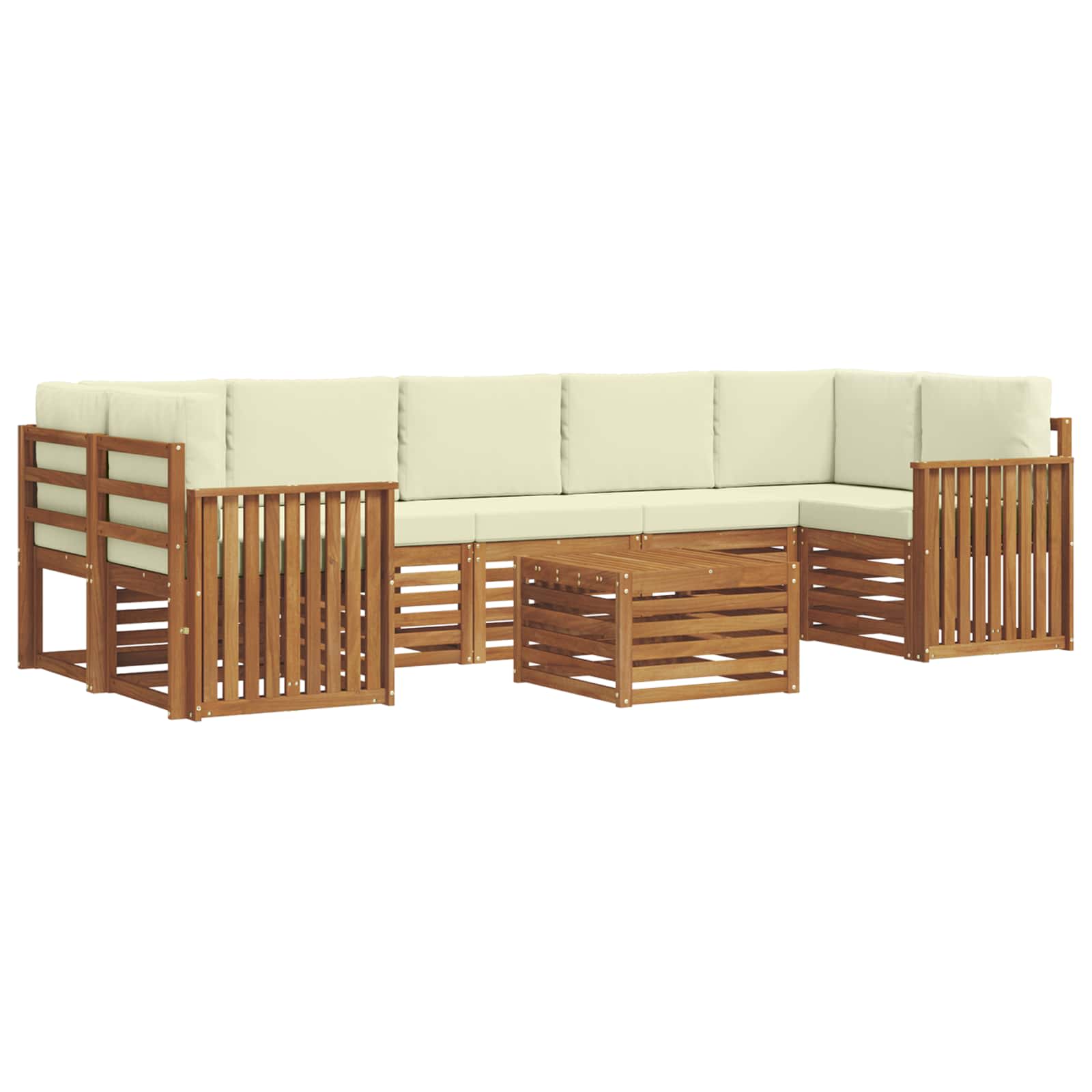 Outdoor-Sofagarnitur 8 pcs Natur und Creme Massivholz Akazie