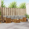 Outdoor-Sofagarnitur mit Kissen 8 pcs Natürlich und Hellgrau