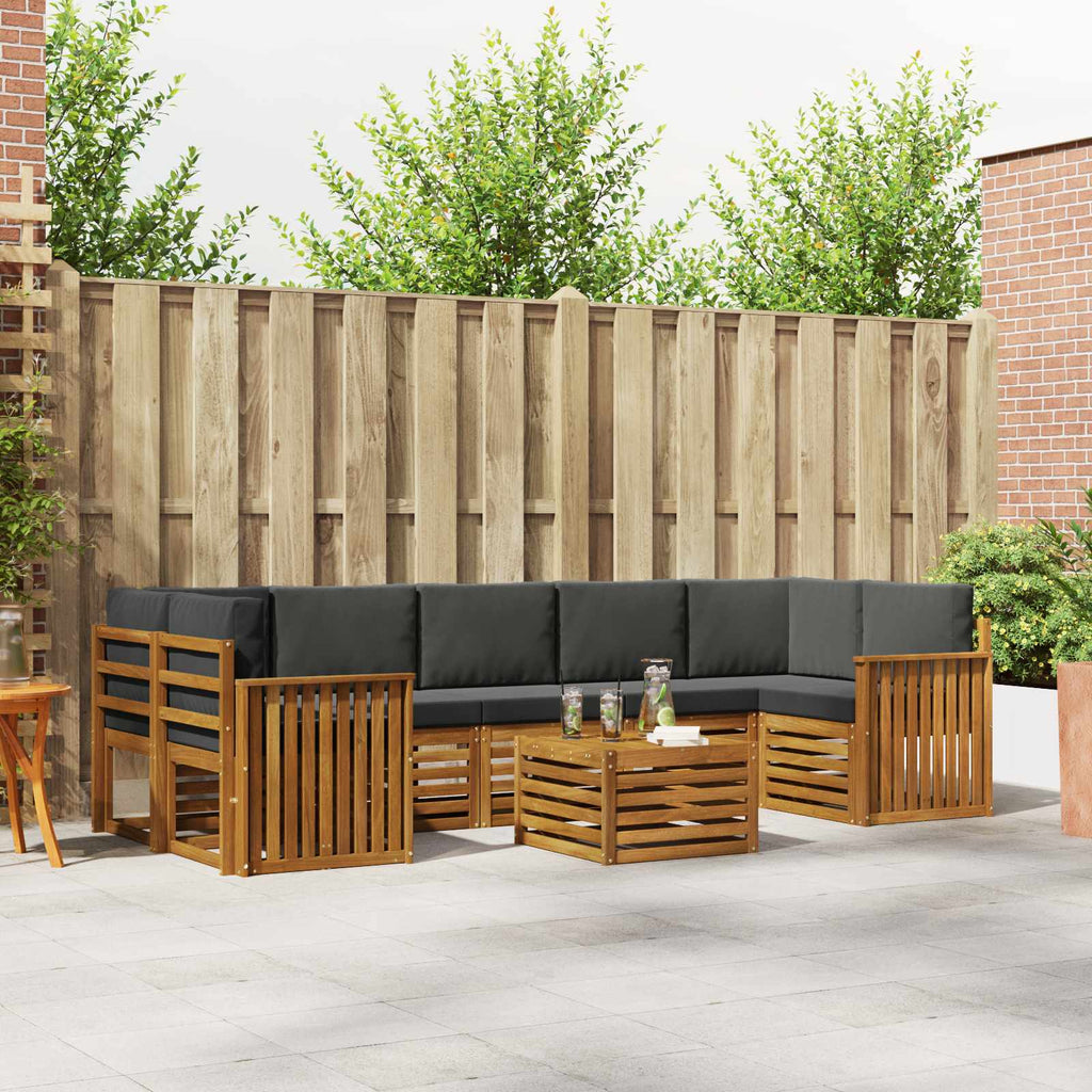 Outdoor-Sofagarnitur mit Kissen 8 pcs Natur und Anthrazit