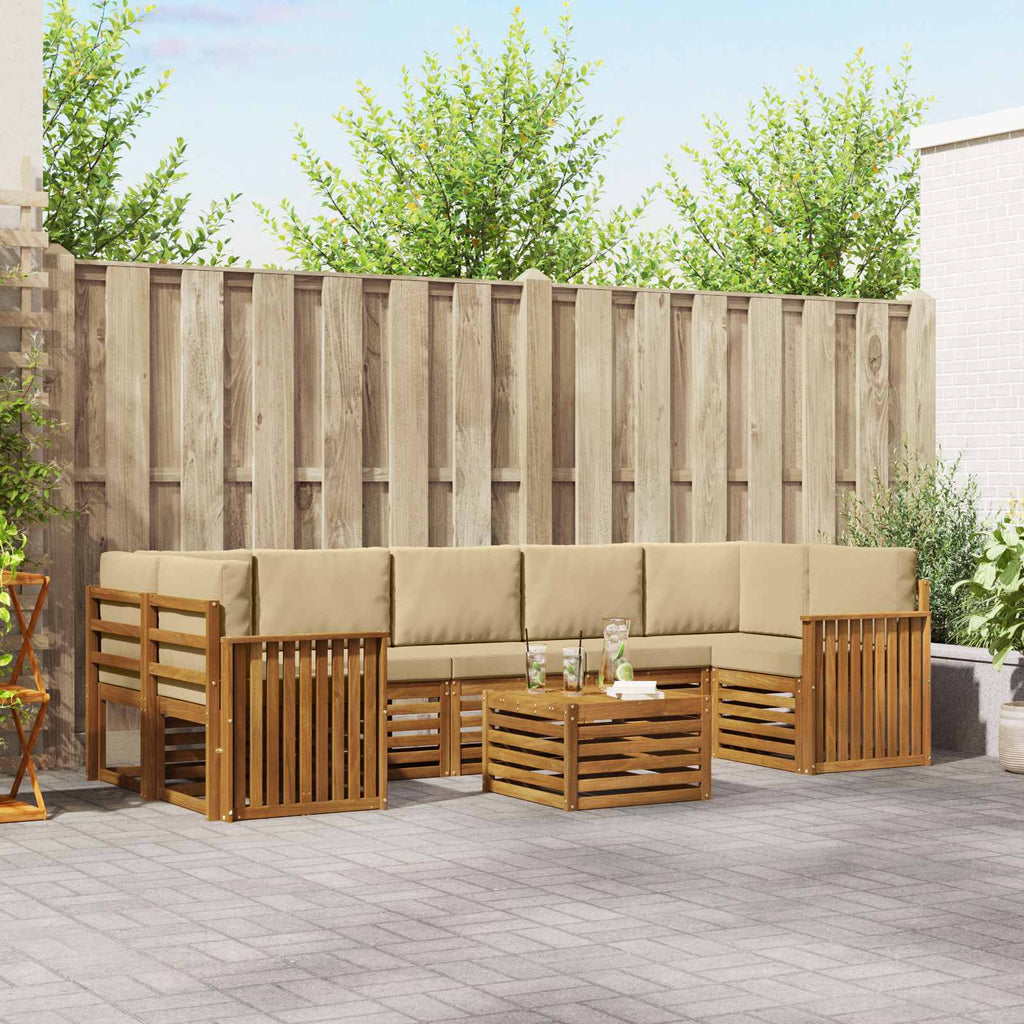 Outdoor-Sofagarnitur 8 pcs Natur und Beige Massivholz Akazie