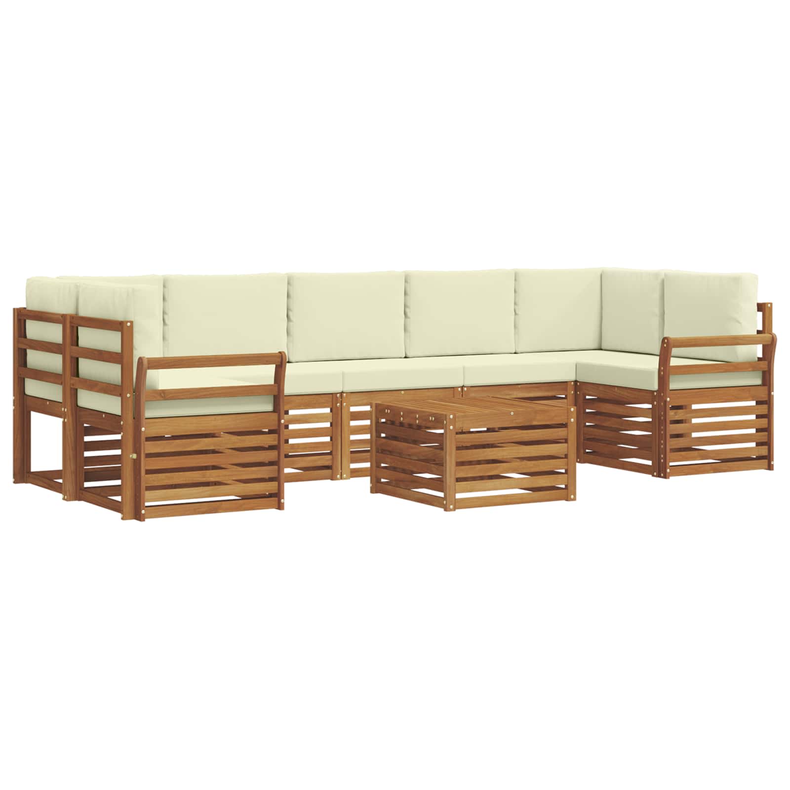 Outdoor-Sofagarnitur 8 pcs Natur und Creme Massivholz Akazie
