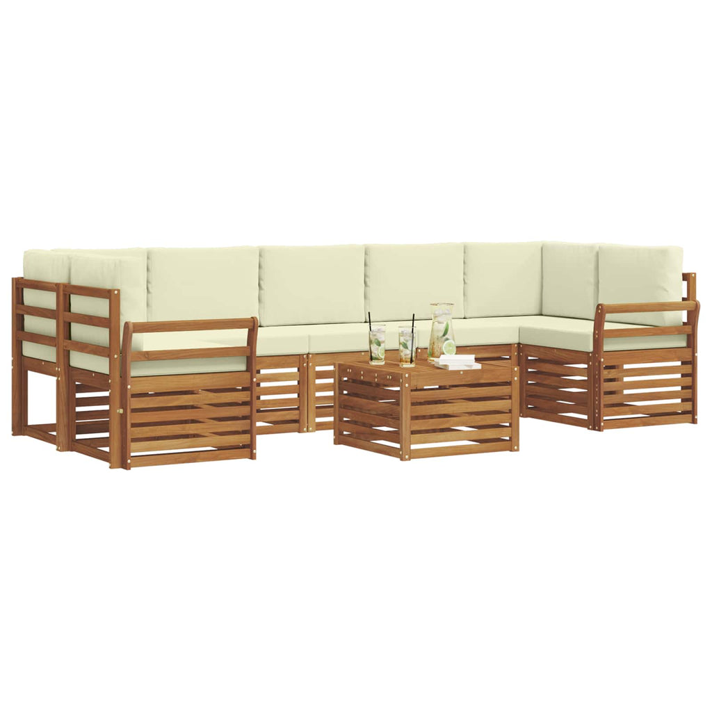 Outdoor-Sofagarnitur 8 pcs Natur und Creme Massivholz Akazie
