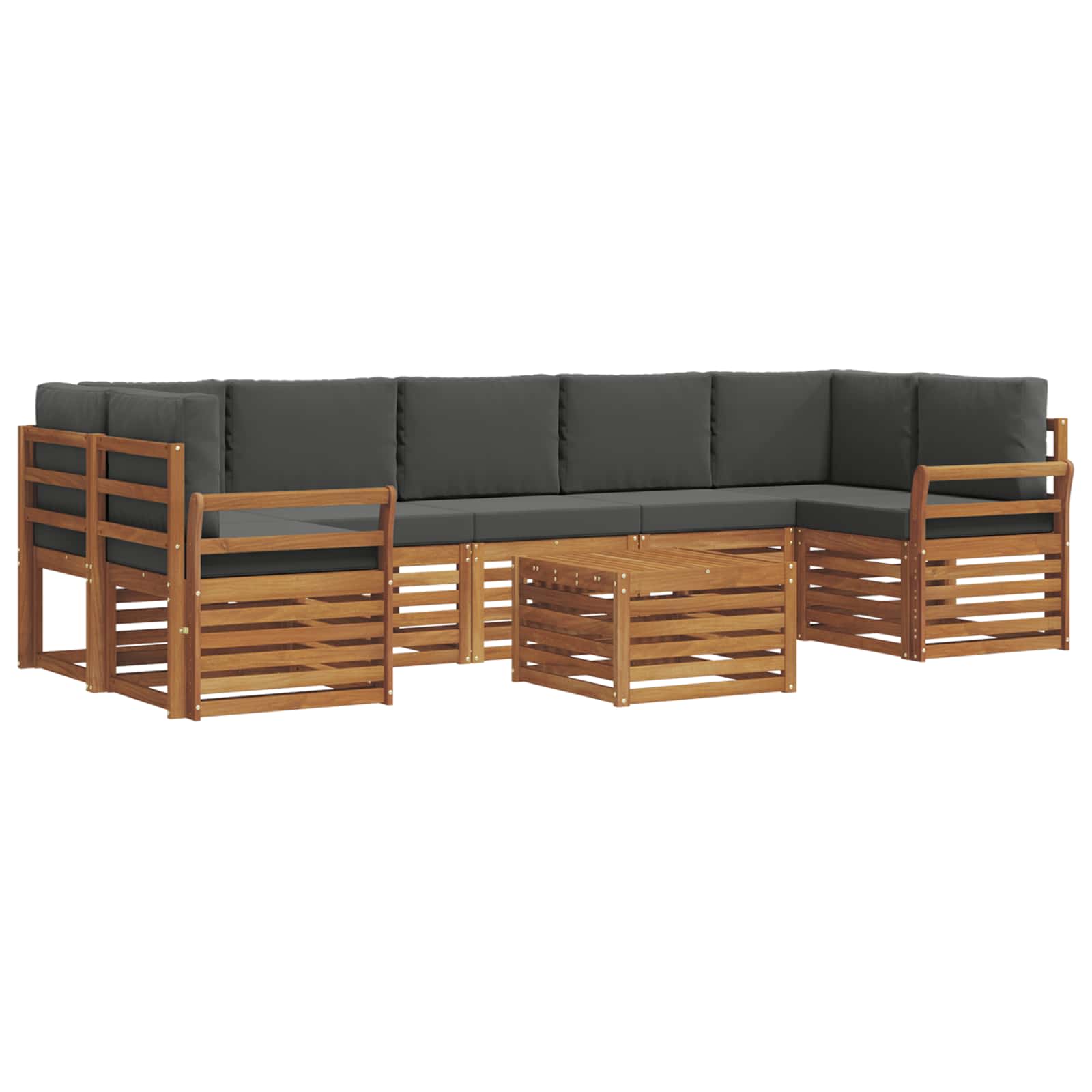 Outdoor-Sofagarnitur mit Kissen 8 pcs Natur und Anthrazit