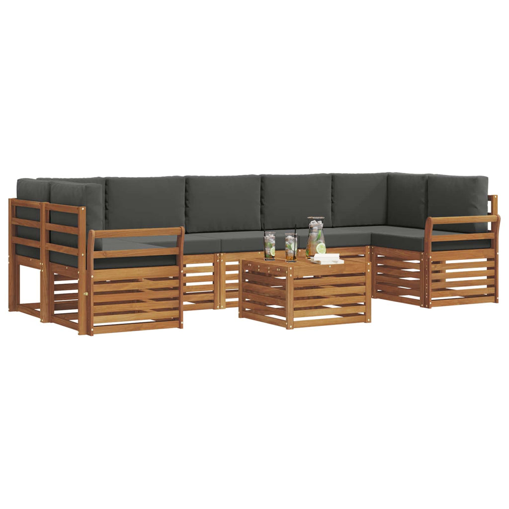 Outdoor-Sofagarnitur mit Kissen 8 pcs Natur und Anthrazit