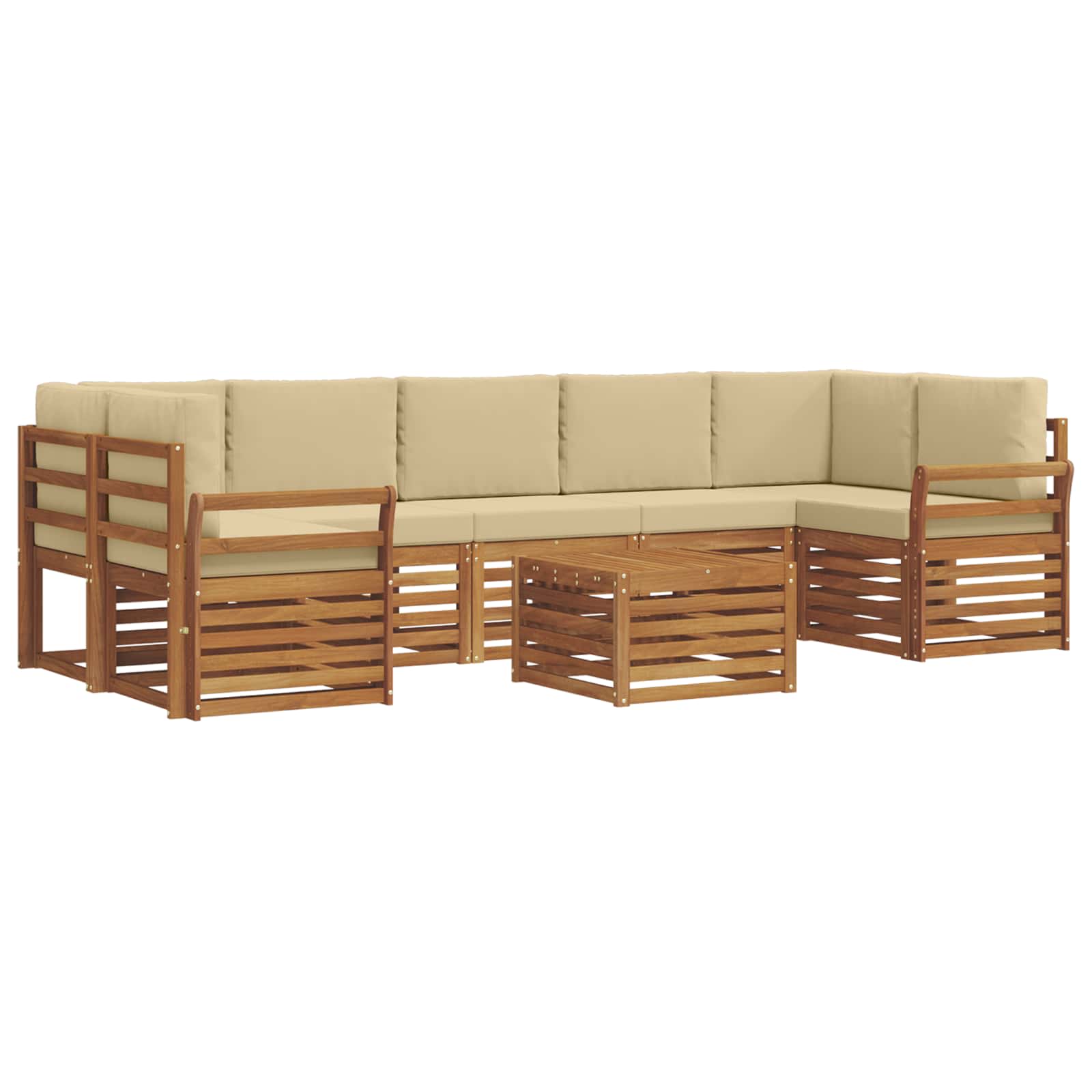 Outdoor-Sofagarnitur 8 pcs Natur und Beige Massivholz Akazie