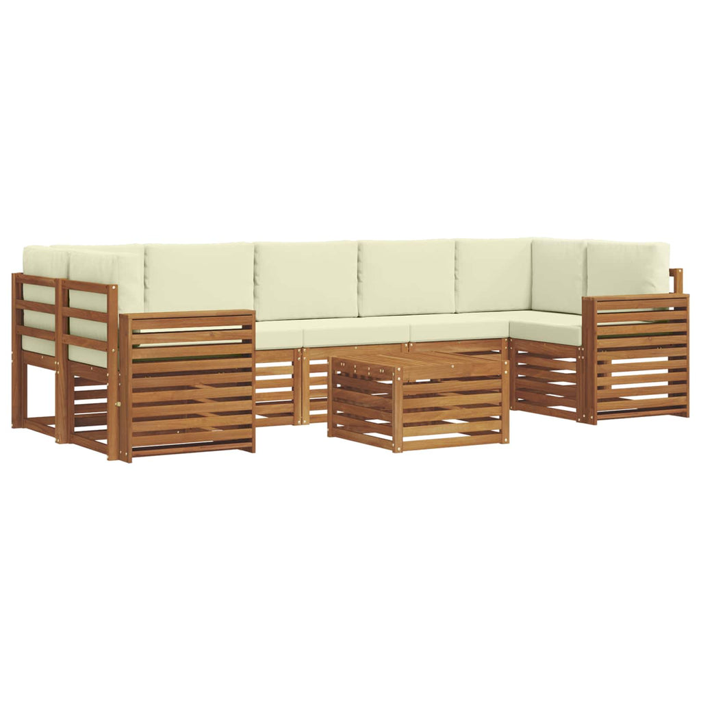 Outdoor-Sofagarnitur 8 pcs Natur und Creme Massivholz Akazie
