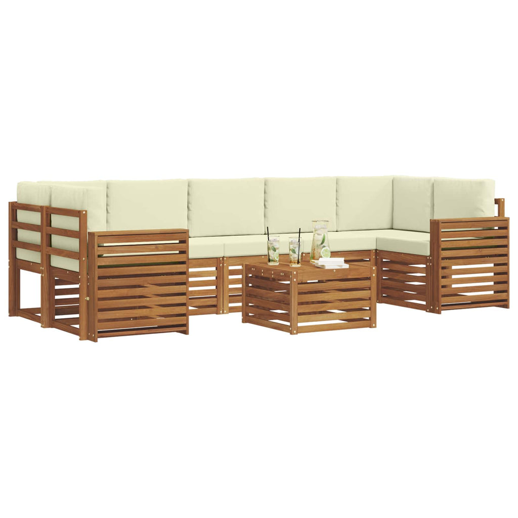 Outdoor-Sofagarnitur 8 pcs Natur und Creme Massivholz Akazie