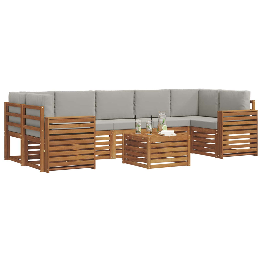 Outdoor-Sofagarnitur mit Kissen 8 pcs Natürlich und Hellgrau