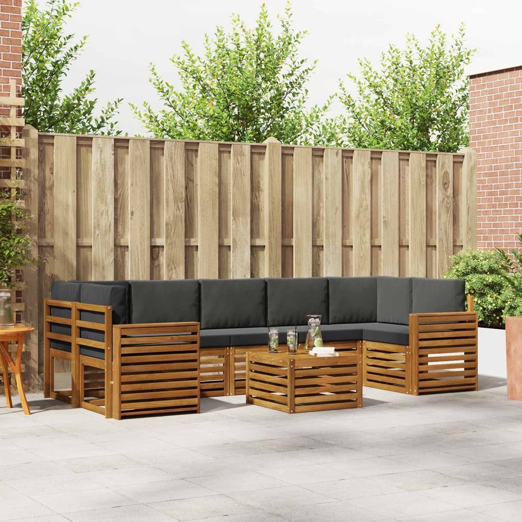 Outdoor-Sofagarnitur mit Kissen 8 pcs Natur und Anthrazit