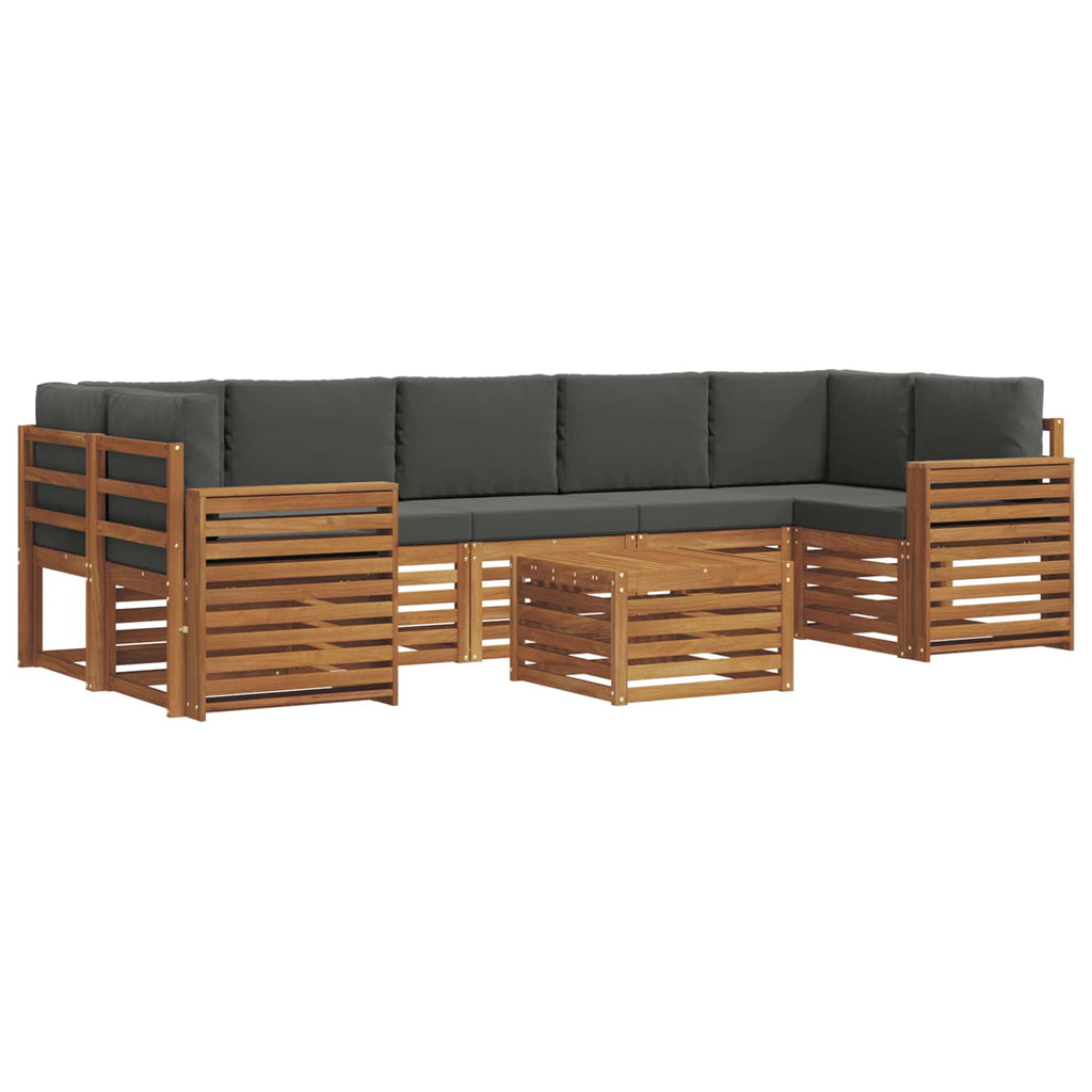 Outdoor-Sofagarnitur mit Kissen 8 pcs Natur und Anthrazit
