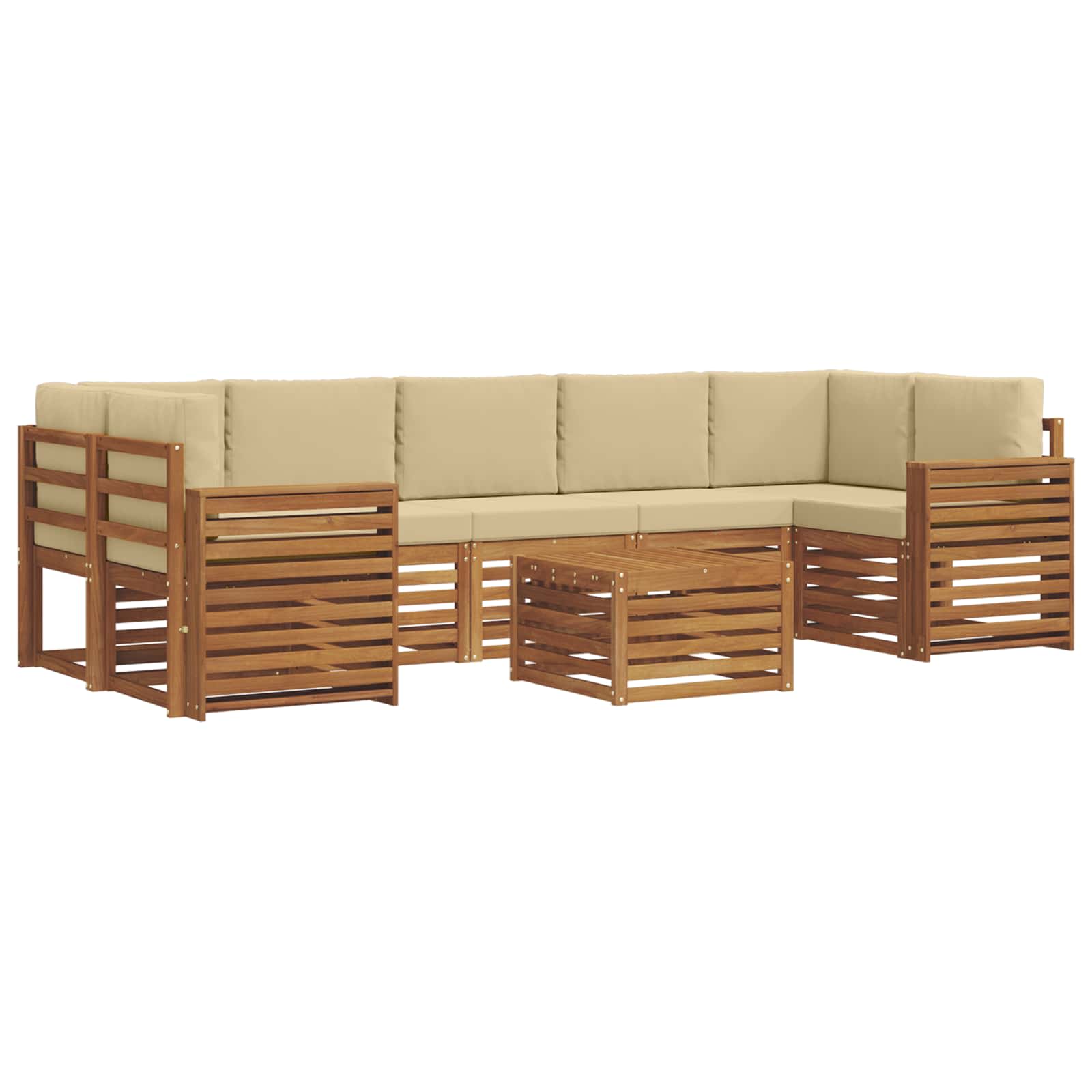 Outdoor-Sofagarnitur 8 pcs Natur und Beige Massivholz Akazie