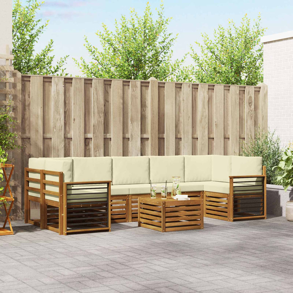 Outdoor-Sofagarnitur 8 pcs Natur und Creme Massivholz Akazie
