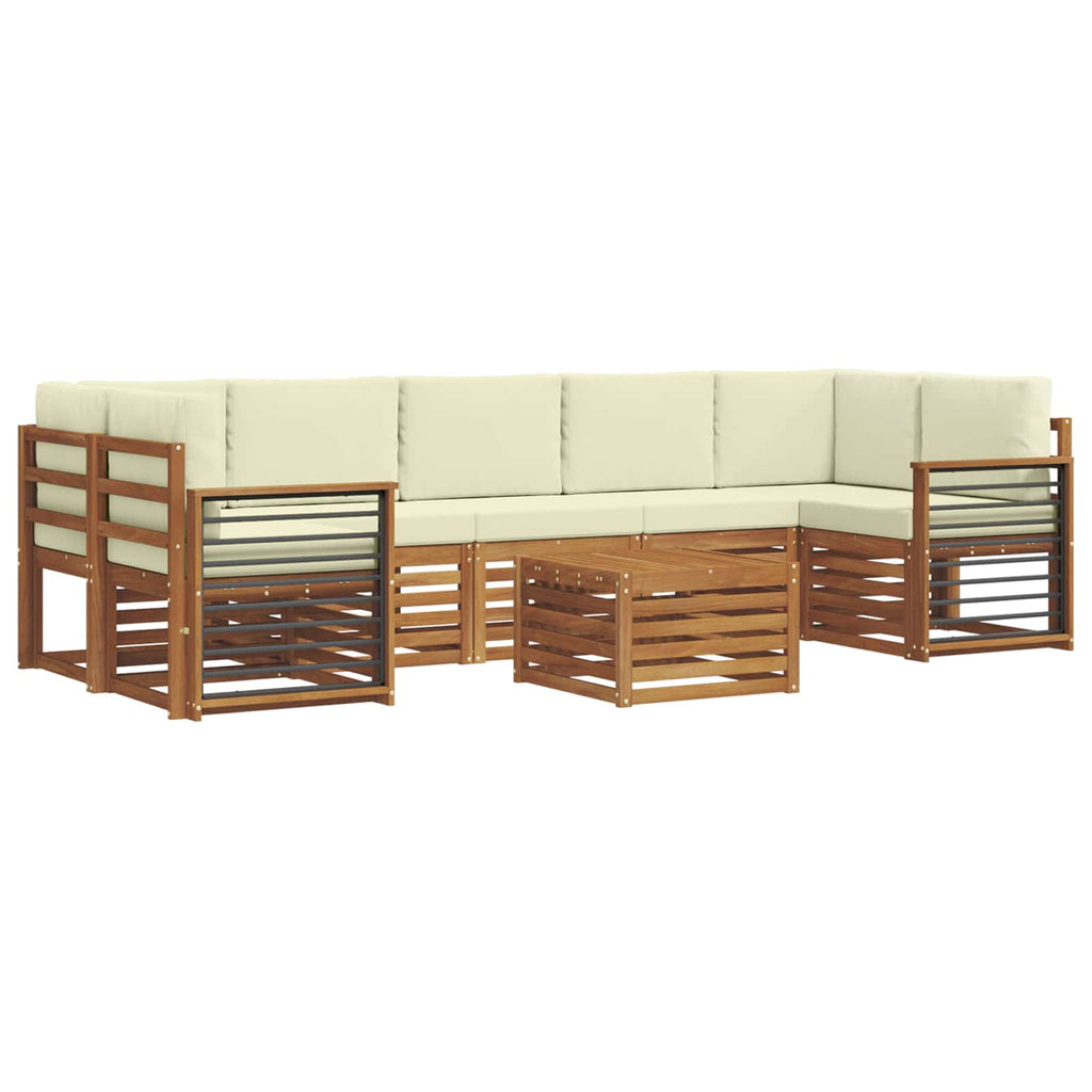 Outdoor-Sofagarnitur 8 pcs Natur und Creme Massivholz Akazie