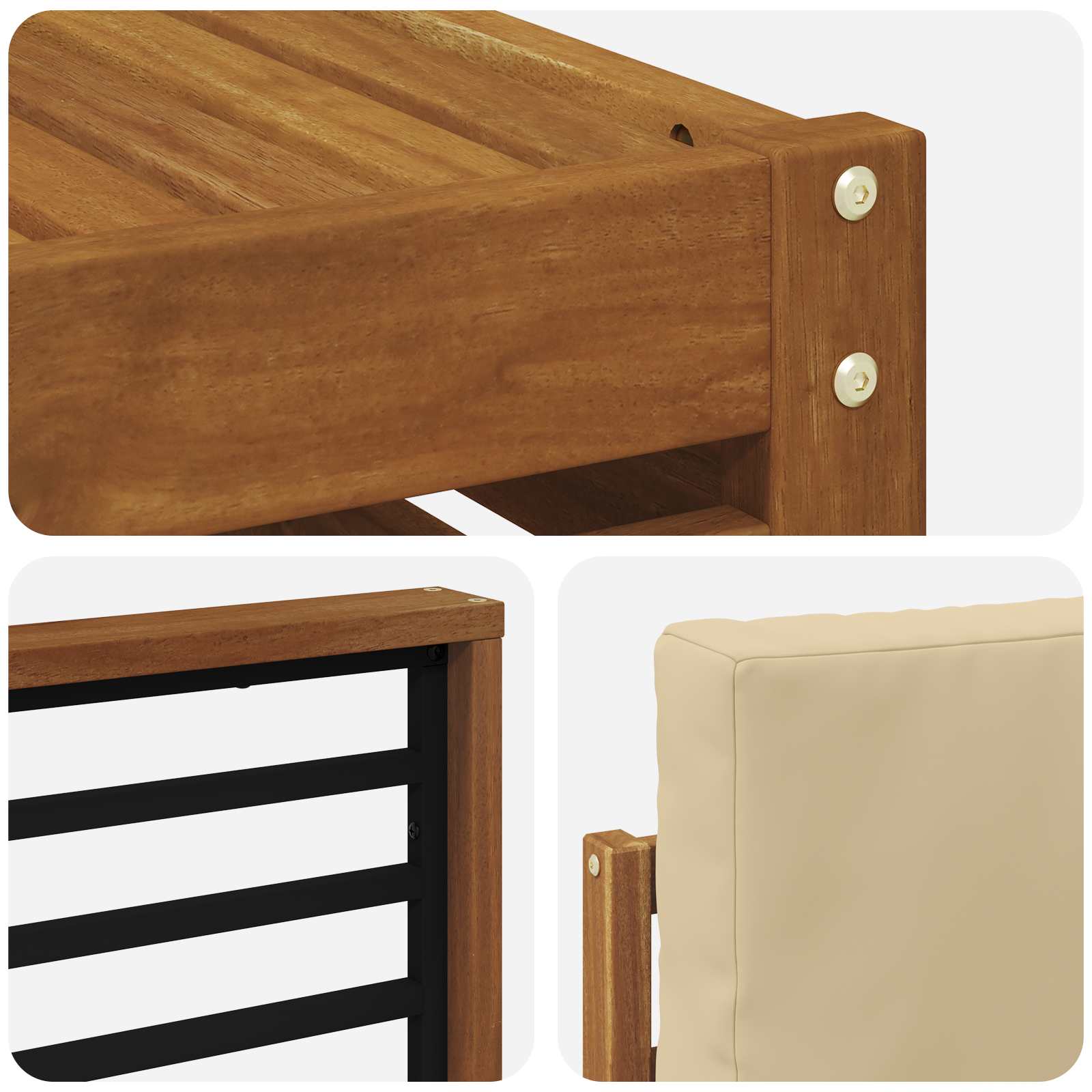 Outdoor-Sofagarnitur 8 pcs Natur und Beige Massivholz Akazie