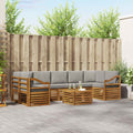 Outdoor-Sofagarnitur mit Kissen 8 pcs Natürlich und Hellgrau