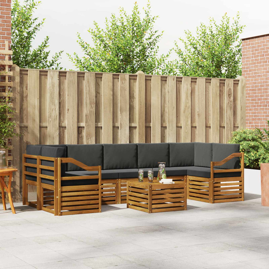 Outdoor-Sofagarnitur mit Kissen 8 pcs Natur und Anthrazit