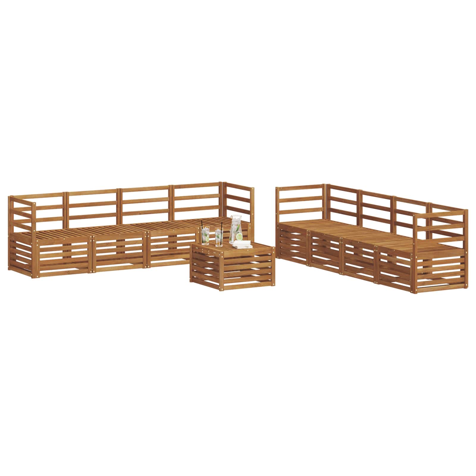 Sofagarnituren 9 pcs Natur Massivholz Akazie