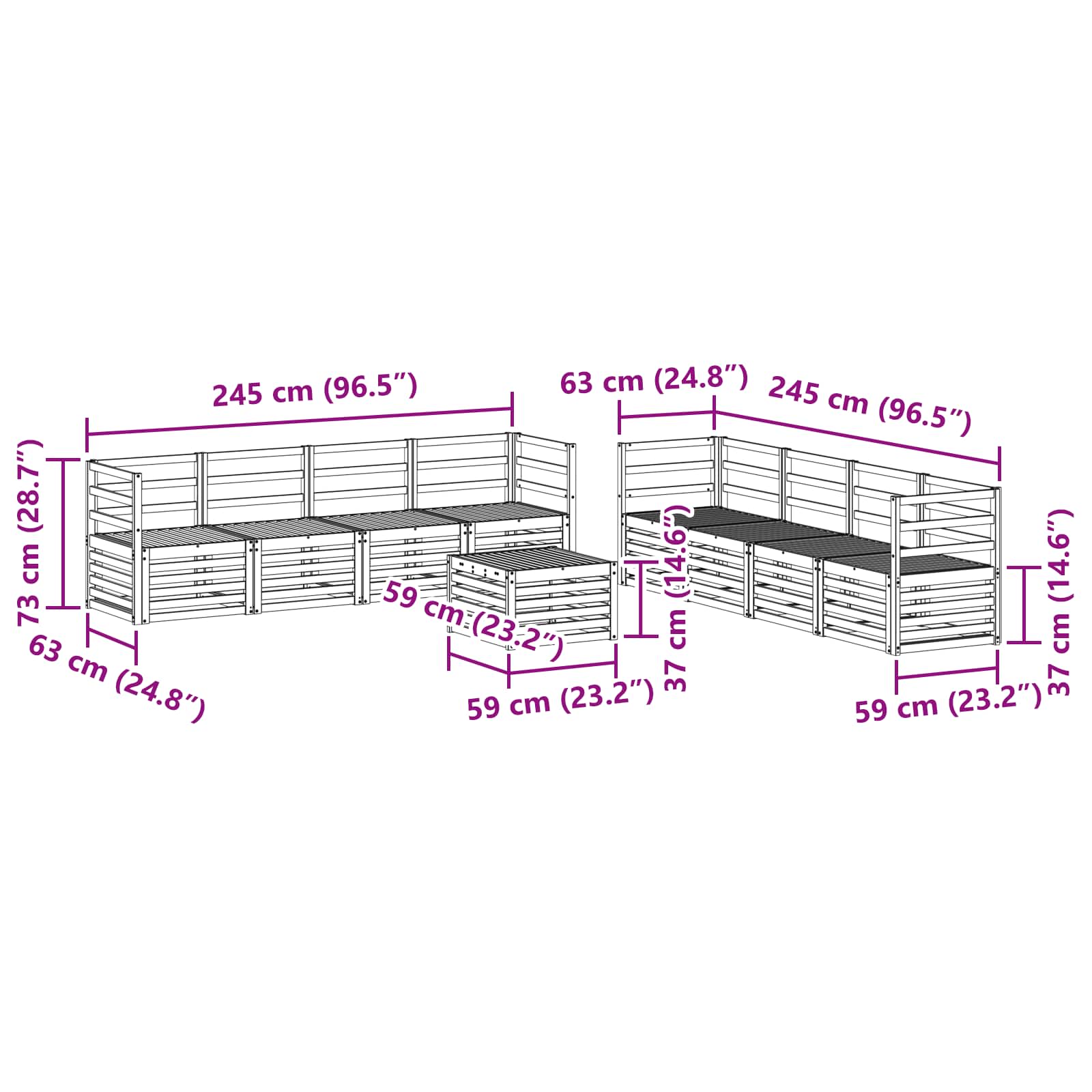 Sofagarnituren 9 pcs Natur Massivholz Akazie